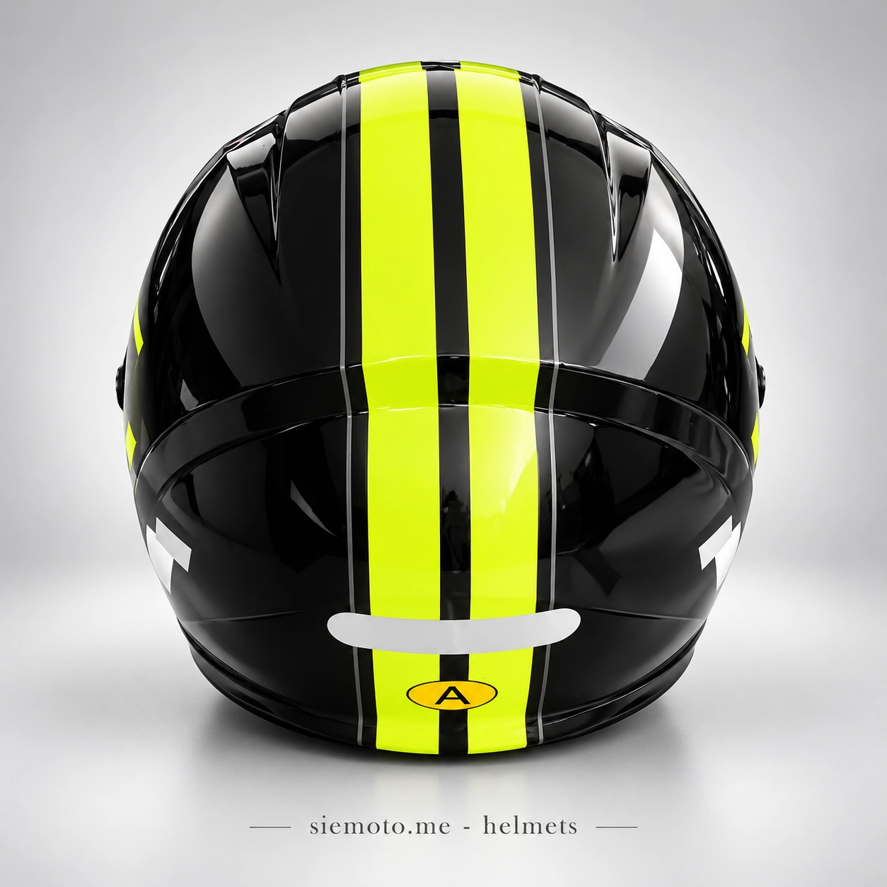 Jet / Open-Face helmet in Montenegro, rear top view – RQV WT-506 Racing Fluorescent Yellow | SIEMOTO