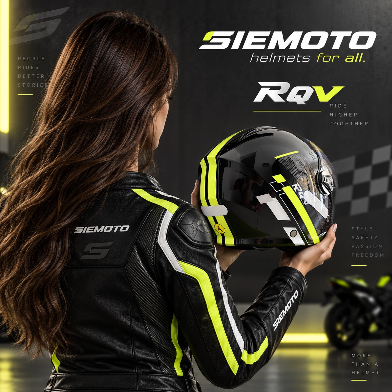 Jet / Open-Face moto kaciga RQV WT-506 Racing Fluorescent Yellow – SIEMOTO