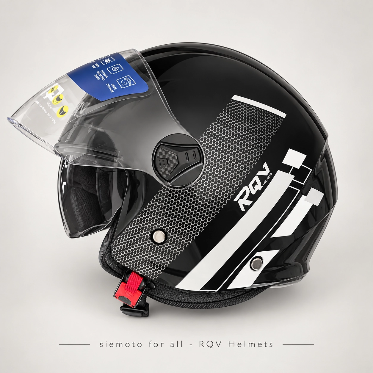 Jet / Open-Face moto kaciga RQV WT-506 Racing Grey, bočni prikaz, Crna Gora