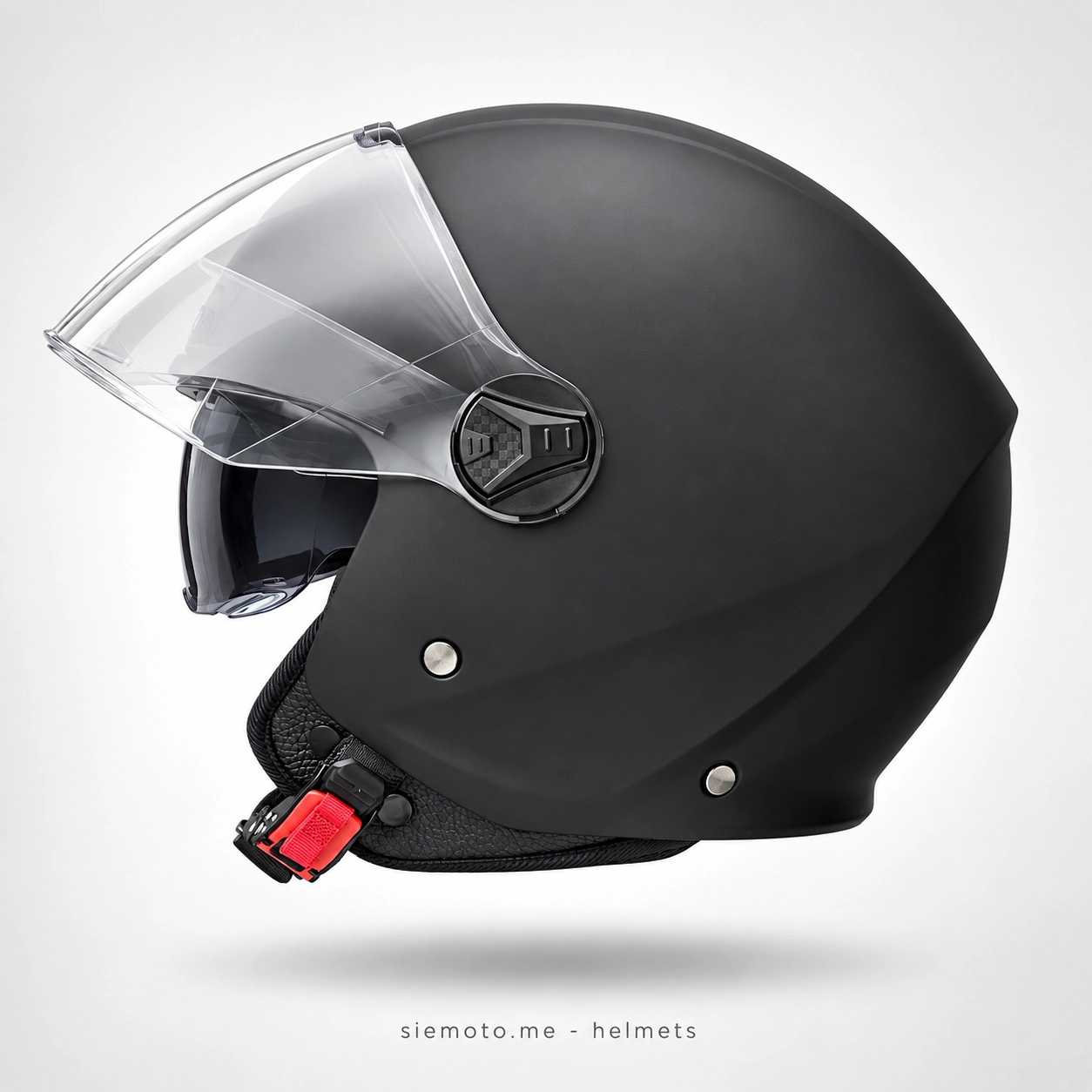 Jet / Open-Face moto kaciga Matte Black sa otvorenim vizirom, RQV WT-506, Crna Gora
