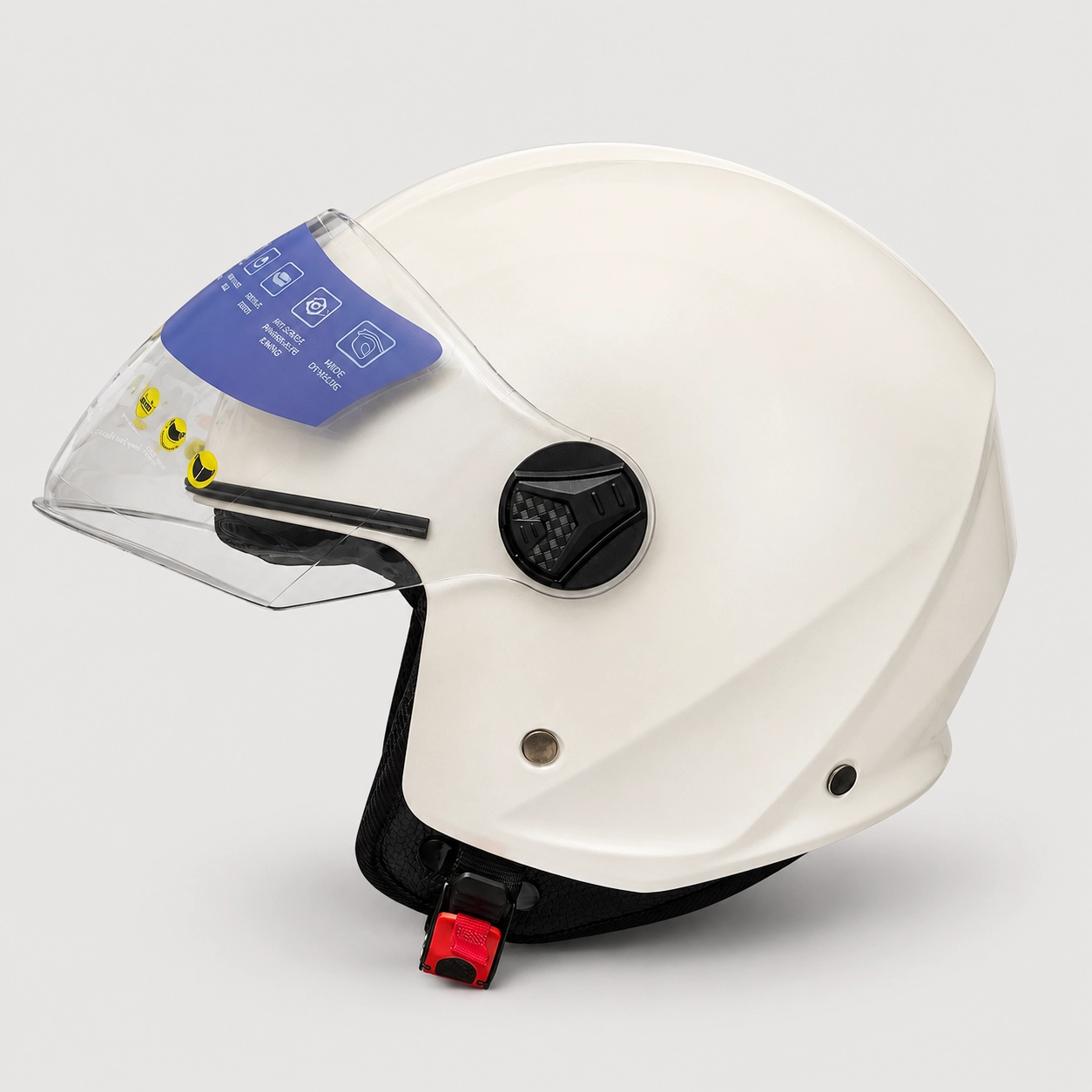 RQV WT-506 Pearl White open face helmet shown in three-quarter view on a light background.