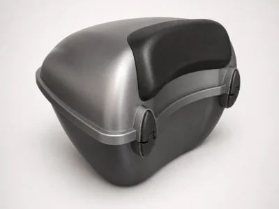 Gray scooter top box with passenger backrest