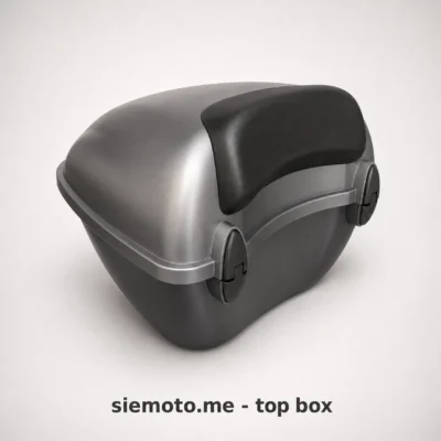 Gray scooter top box with passenger backrest