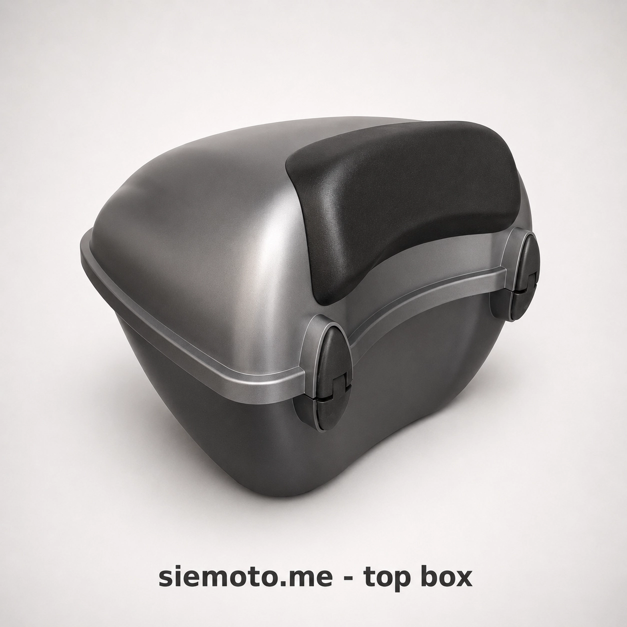 Gray scooter top box with passenger backrest