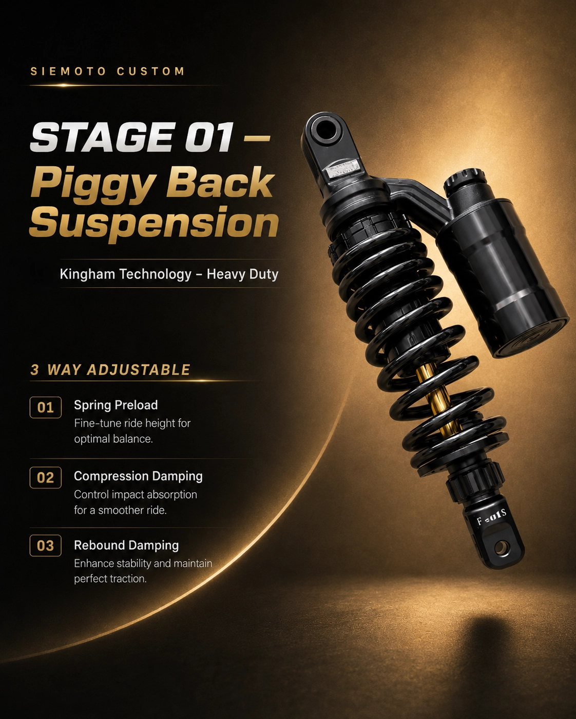 Piggy-back rear shock absorber for ZNEN R9 125 scooter – SIEMOTO
