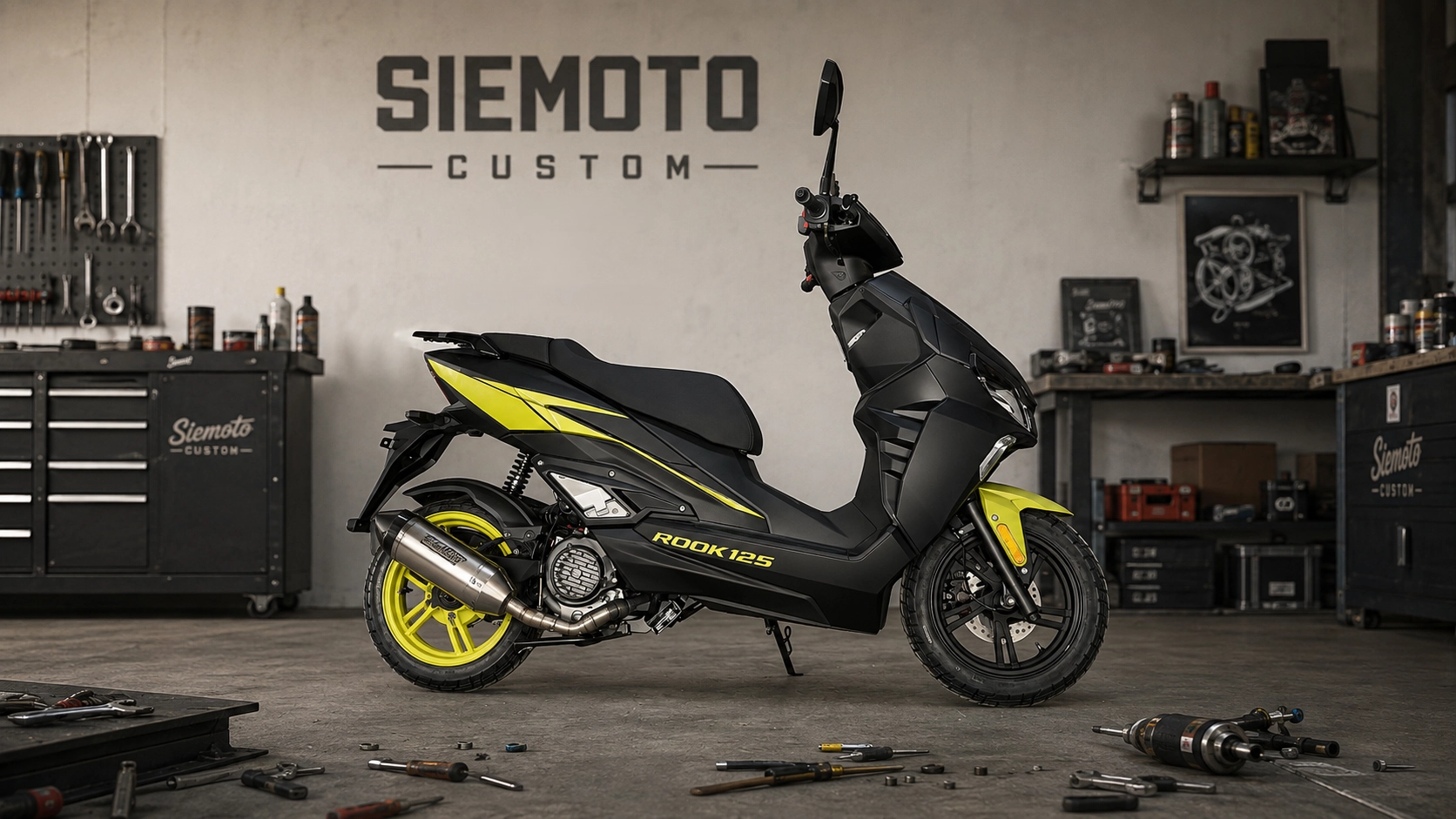 Custom skuter ZNEN R9 125 III u crno-limun kombinaciji u Crnoj Gori
