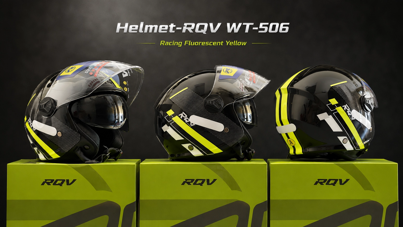 Moto kacige RQV WT-506 Racing Fluorescent Yellow – SIEMOTO banner