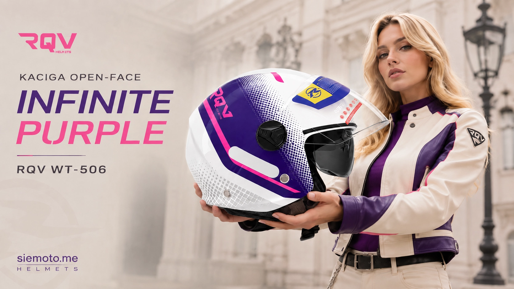 Open-Face moto kaciga RQV WT-506 Infinite Purple – SIEMOTO