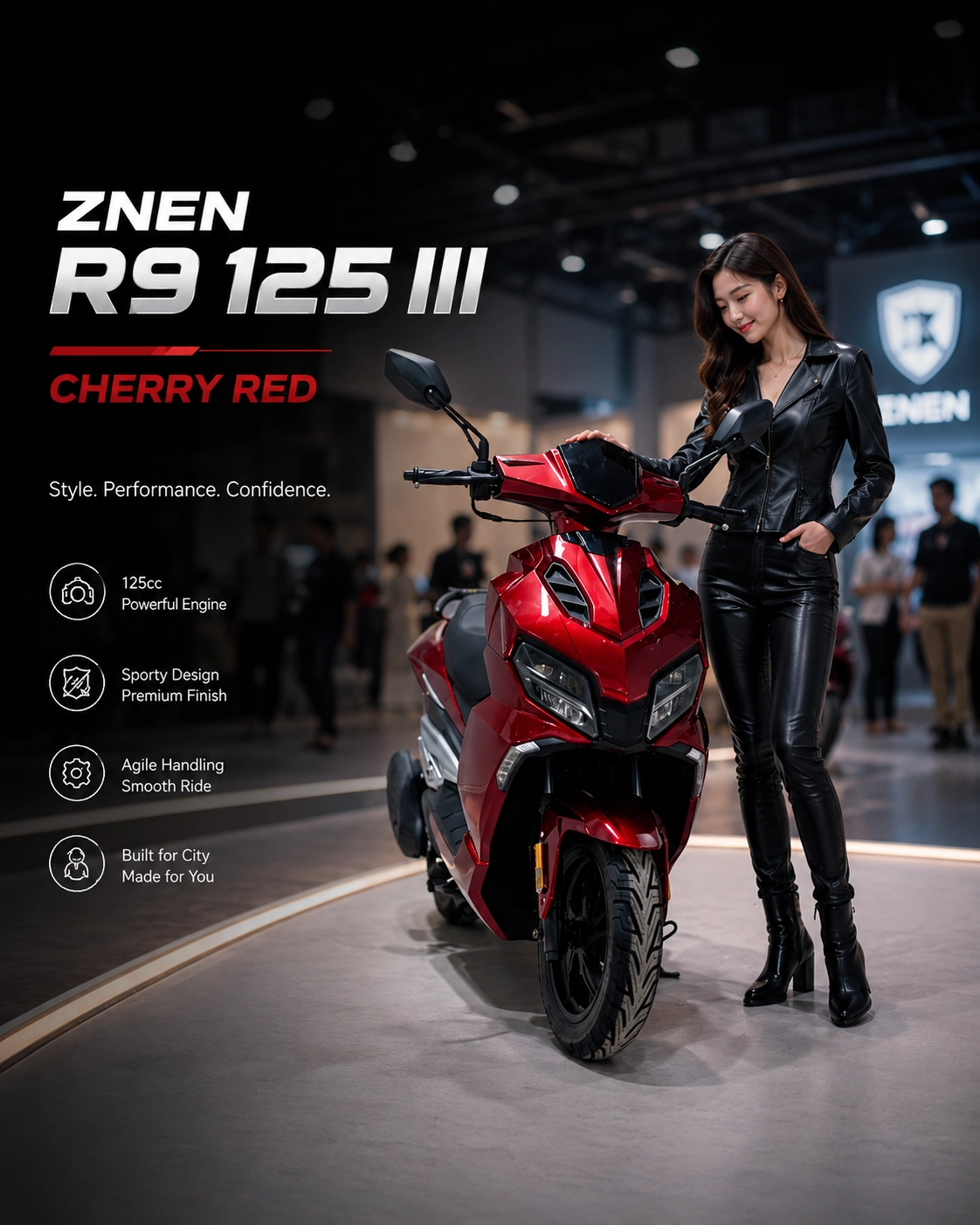 ZNEN R9 125 III Cherry Red skuter – promotivni banner SIEMOTO