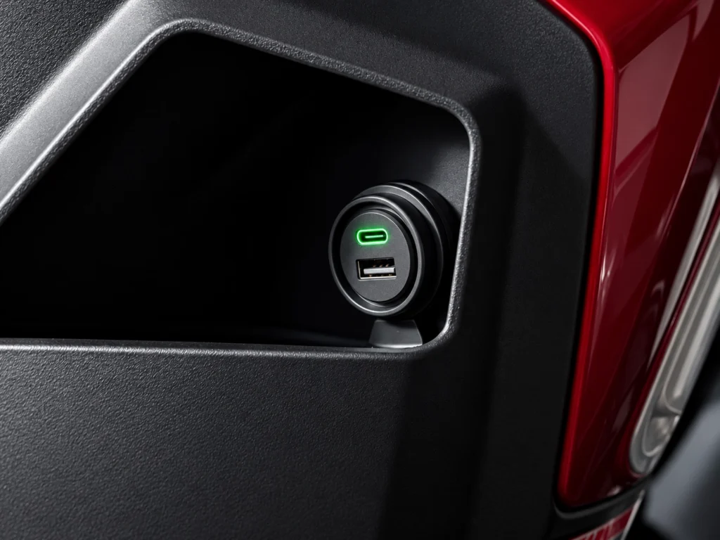 ZNEN R9 125 III scooter dual USB charging ports Type-A and Type-C